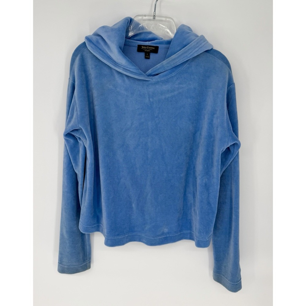 Juicy Couture Black Label Velour Hoodie Womens S Blue Y2K McBling Athleisure